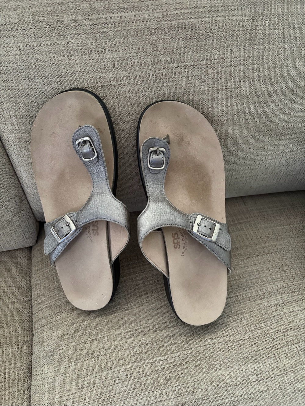 SAS Women’s Metallic Silver Comfort Sandals